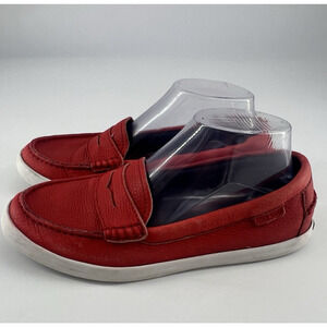 COLE HAAN Pinch Weekend Red Leather Women Loafers Size 8.5 B Slip On Boat Shoes